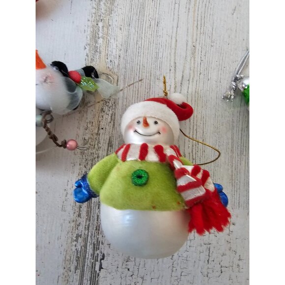 Glitter snowman silver glass ornament beaded Xmas tree - Picture 3 of 5